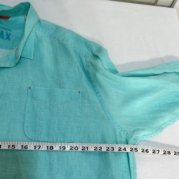 TOMMY BAHAMA MEN RELAX FIT DRESS BUTTON UP SHIRT 100 % LINEN TURQUOISE Sz XL - Picture 9 of 11